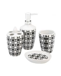GEOMETRIC PATTERN BATH ACCESSORY SET