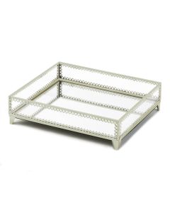 SILVER TRIM GLASS TRAY